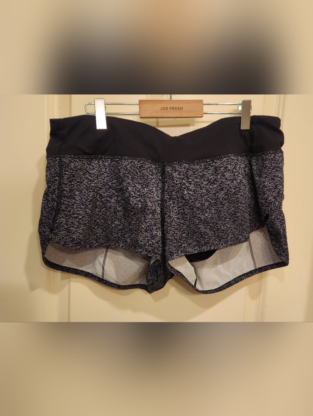 lululemon Black and Heathered Gray Patterned Athletic Shorts